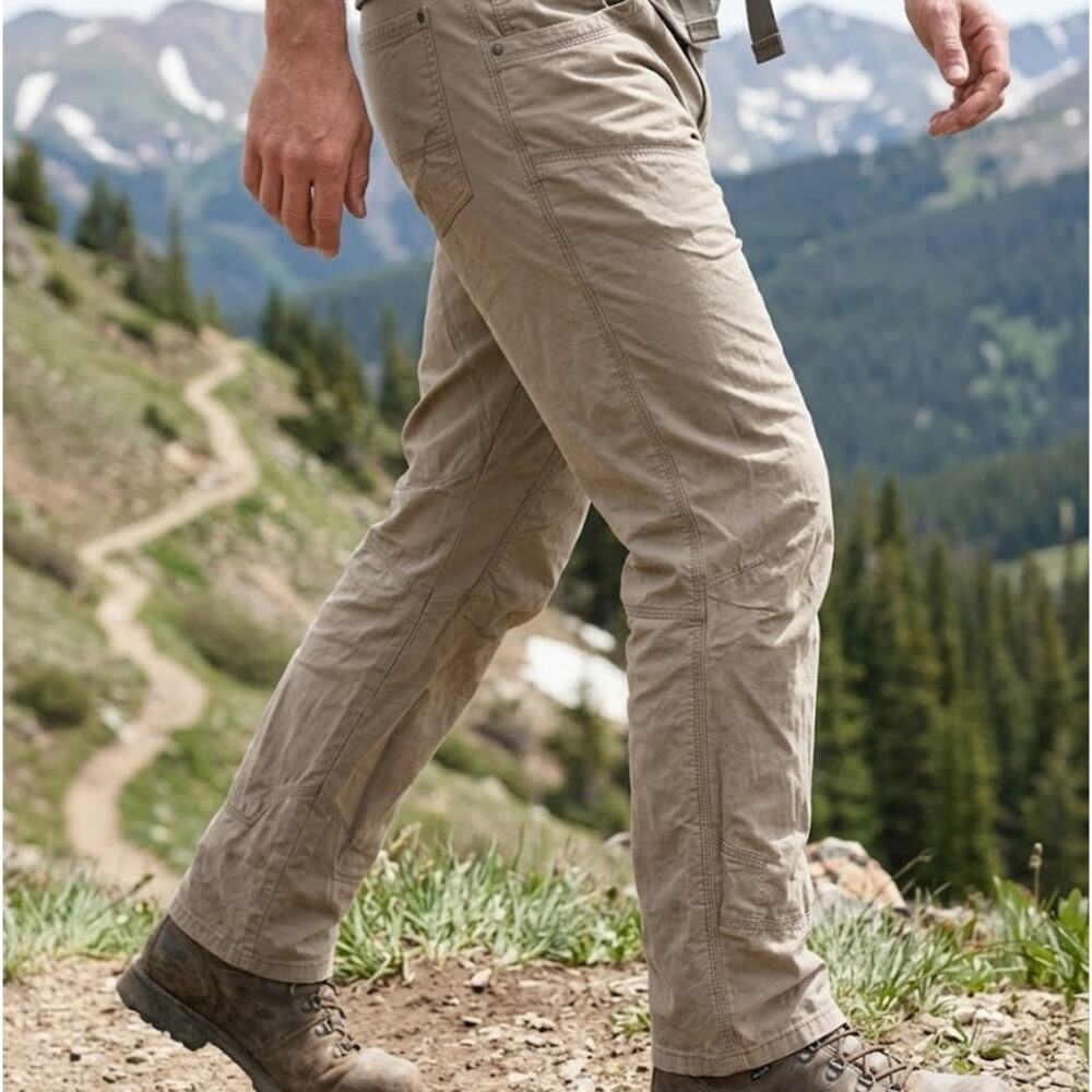 Kuhl Mens 36x34 Khaki Tan Hiking Pants Articulated Outdoor Trail Gorpcore